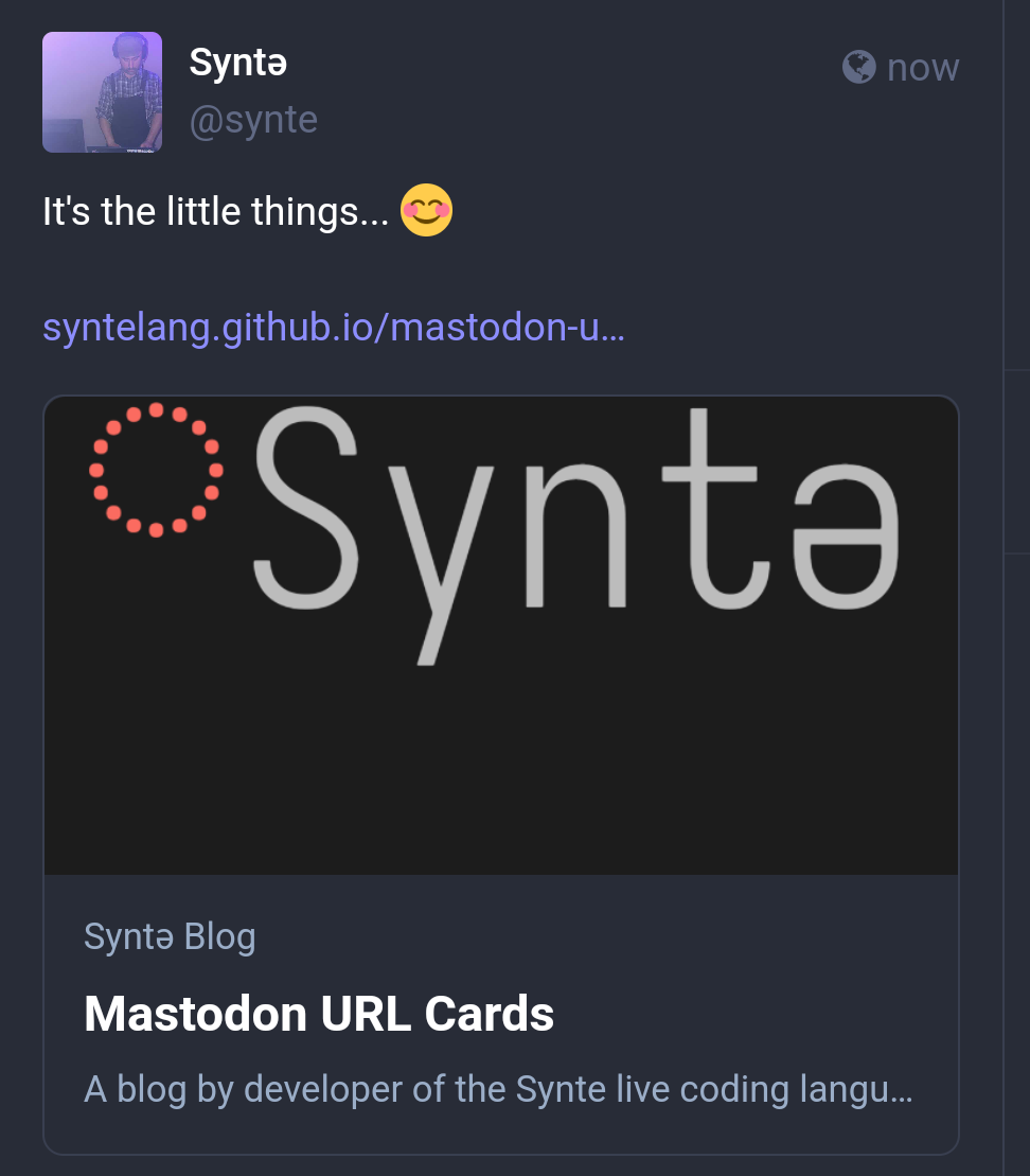 what the url card looks lile now