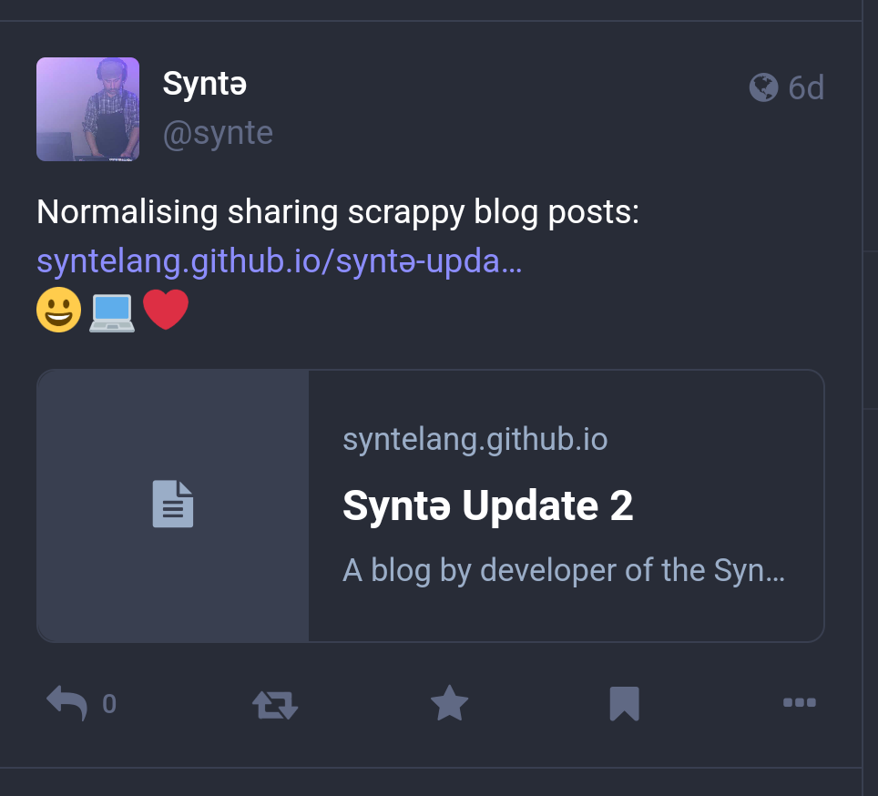 Example mastodon post